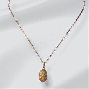 Faberge Egg Necklace Pastel Gold Tone